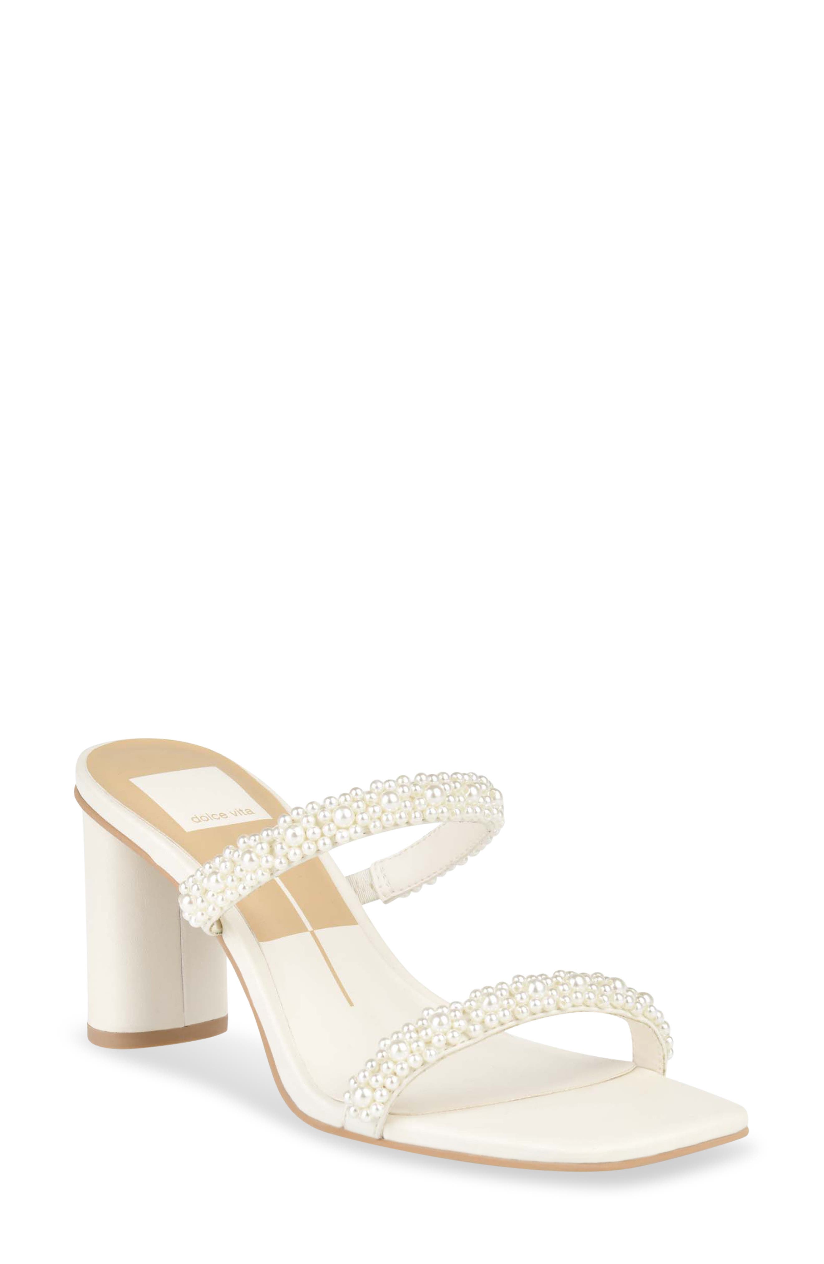 Dolce Vita Nolah Faux Pearl Sandal, Main, color, White Stella