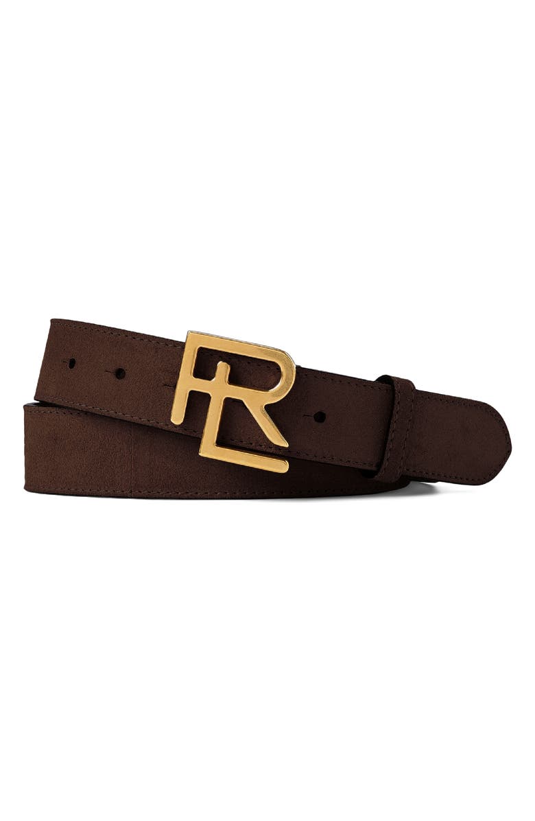 Ralph Lauren Purple Label Stacked Logo Suede Belt, Main, color,