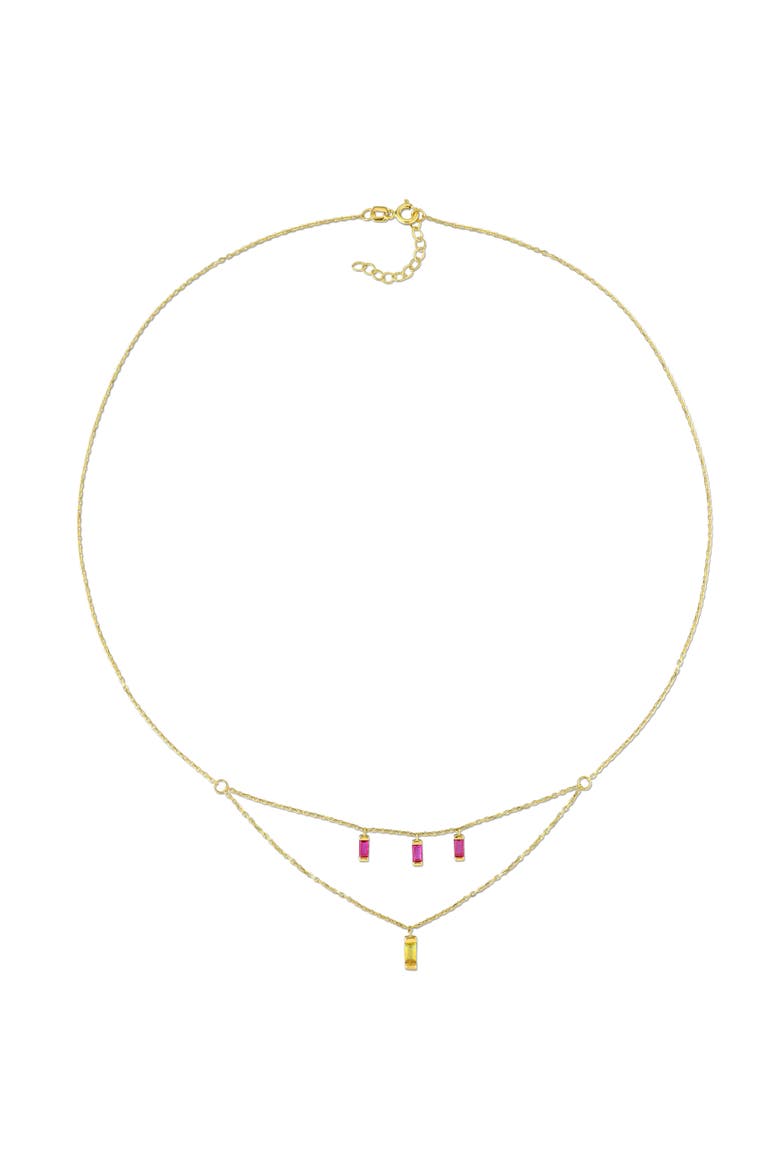 Yellow Sapphire & Ruby Layered Necklace 10k, Alternate, color, Yellow Gold