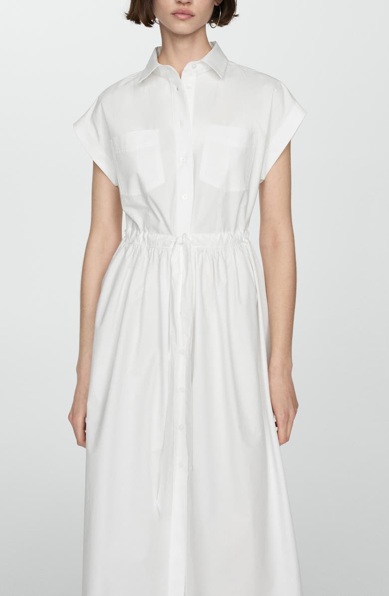 MANGO Ruched Cotton Shirtdress, Alternate, color,