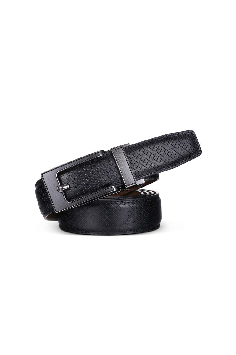 Crosshatch Leather Adjustable Ratchet Belt, Alternate, color, Deep Charcoal