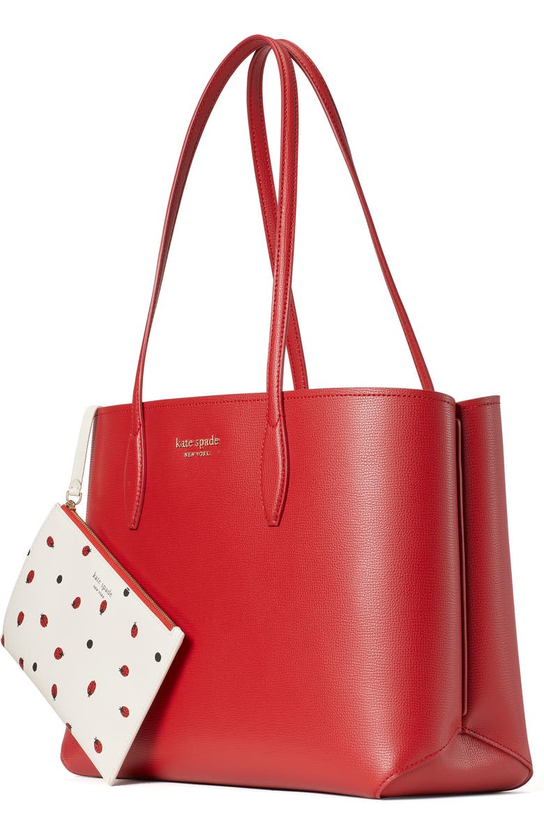 Kate Spade New York all day ladybug dots large leather tote, Alternate, color,