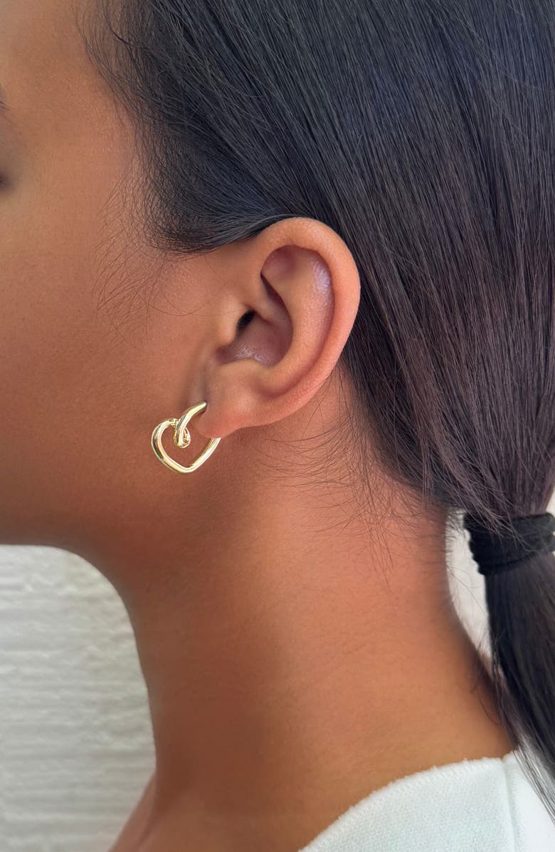 Adornia Twisted Heart Stud Earrings, Alternate, color, Gold