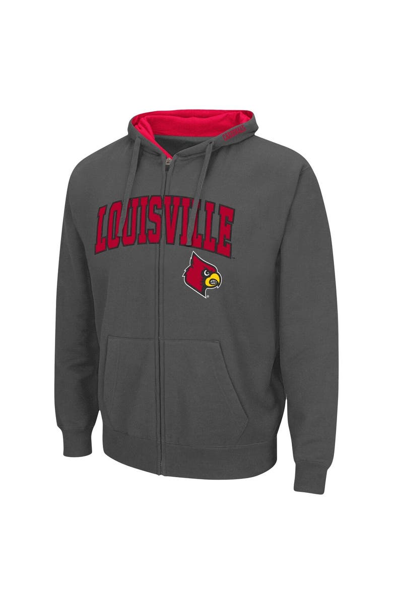 COLOSSEUM Men's Colosseum Charcoal Louisville Cardinals Arch & Logo 3.0 Full-Zip Hoodie, Alternate, color, Charcoal