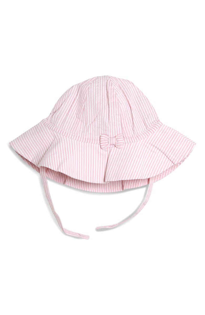 JOJO MAMAN BEBE Stripe Bunny Embroidered Cotton Dress, Sun Hat & Bloomers, Alternate, color, Pink