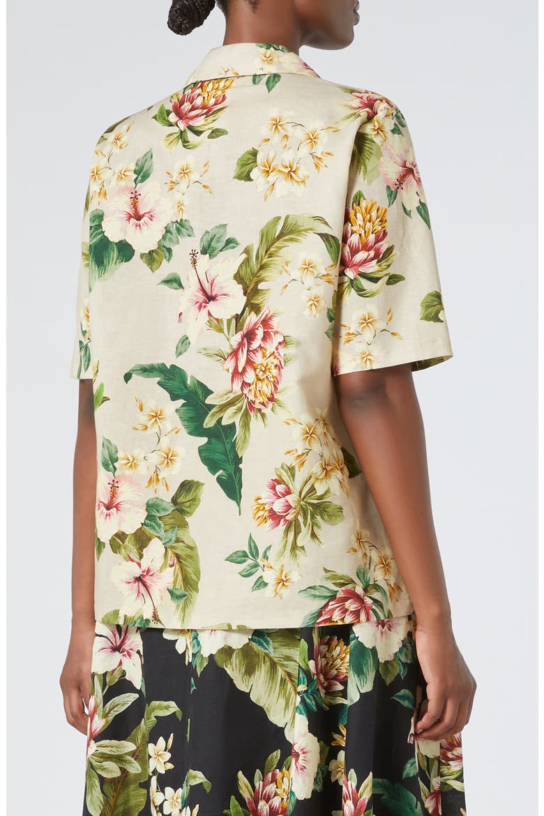 Brais Floral Linen & Cotton Button-Up Shirt, Alternate, color, SAND