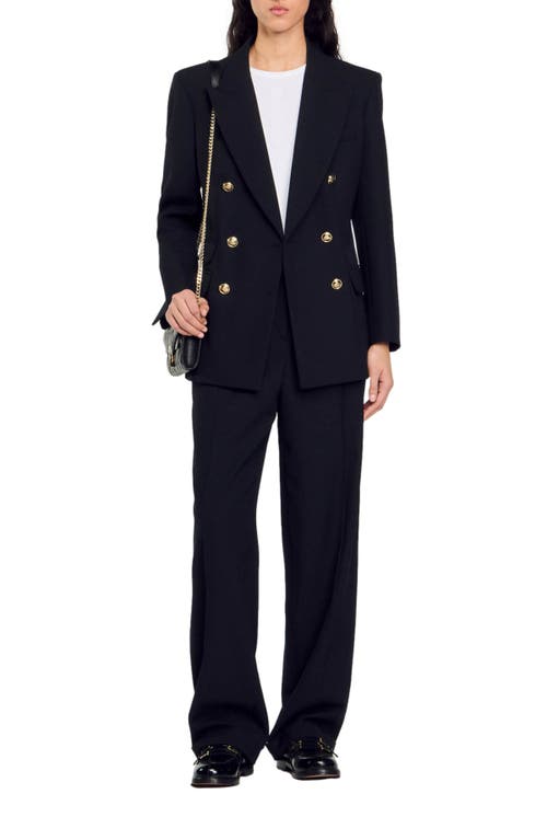 Sandro Double-breasted Suit Jacket In Black