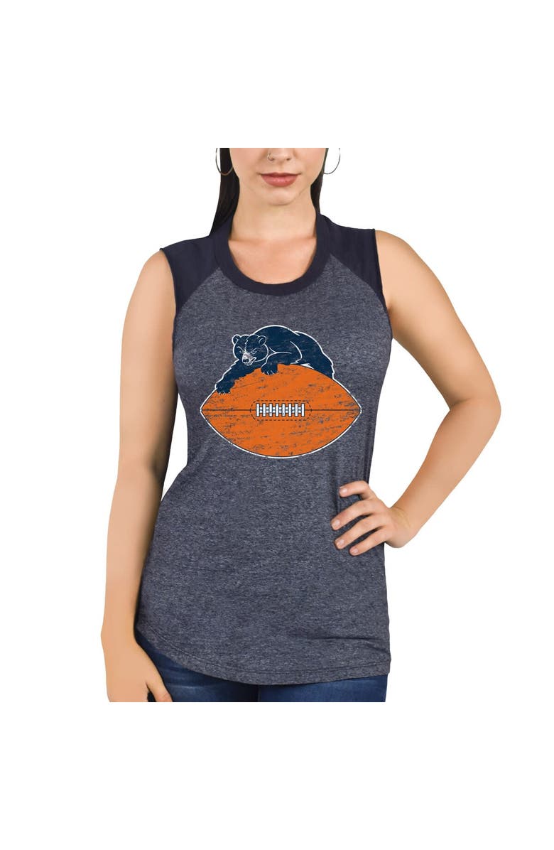 Majestic Threads Women's Majestic Threads Navy Chicago Bears Retro Tri-Blend Raglan Muscle Tank Top, Alternate, color, 