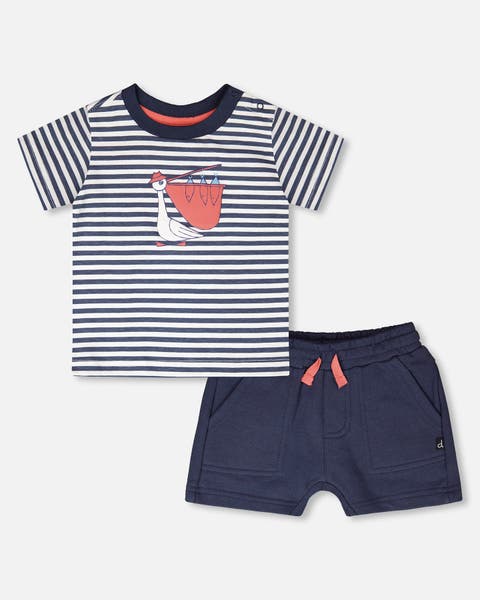 Organic Cotton Stripes T-Shirt and Short Set (Toddler & Little Kid)