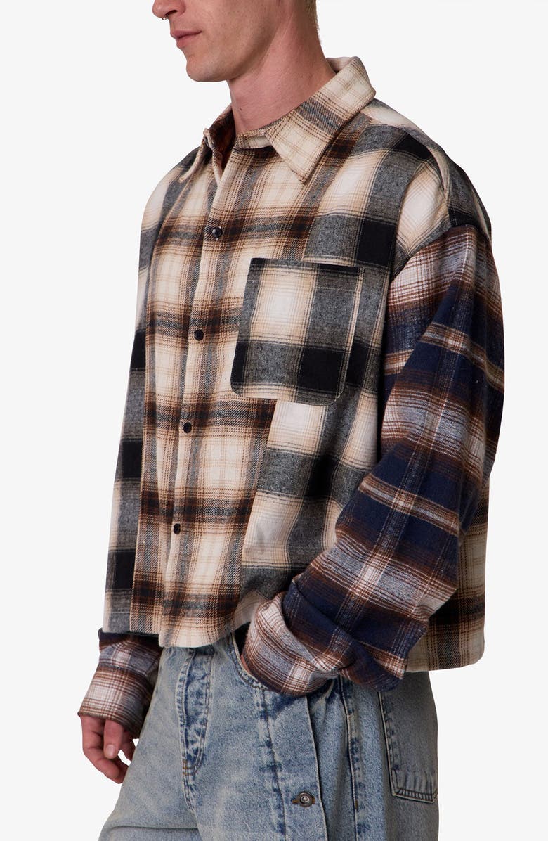 mnml PANELED FLANNEL SHIRT, Alternate, color,