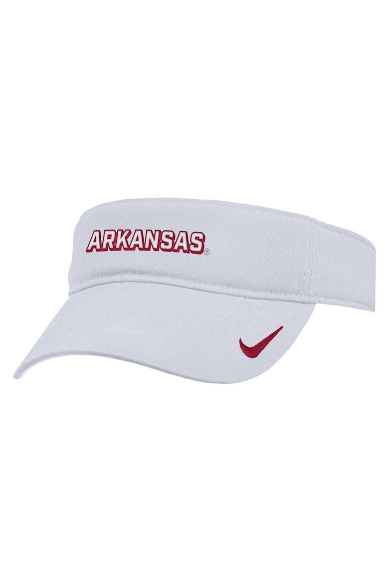 Men's Nike White Arkansas Razorbacks 2025 On-Field Ace Performance Adjustable Visor, Main, color, White