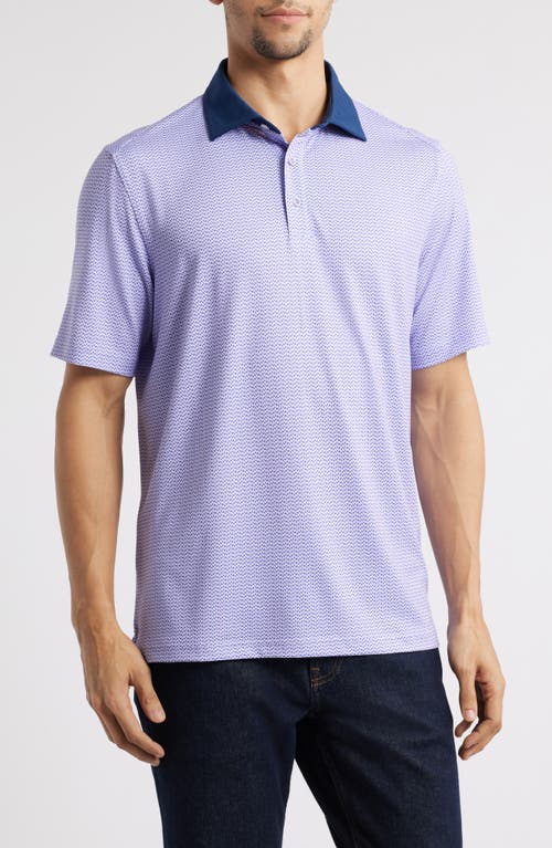 Johnston & Murphy Xc4® + Cool Degree™ Geo Print Performance Golf Polo In Purple/navy