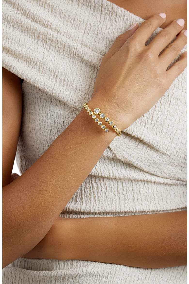 Modern Muse CZ Bypass Bangle, Alternate, color, GOLD