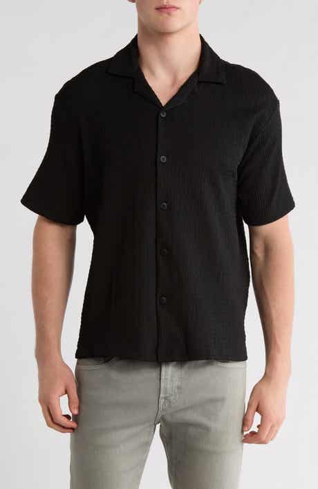 DENIM AND FLOWER Relaxed Fit Textured Camp Shirt