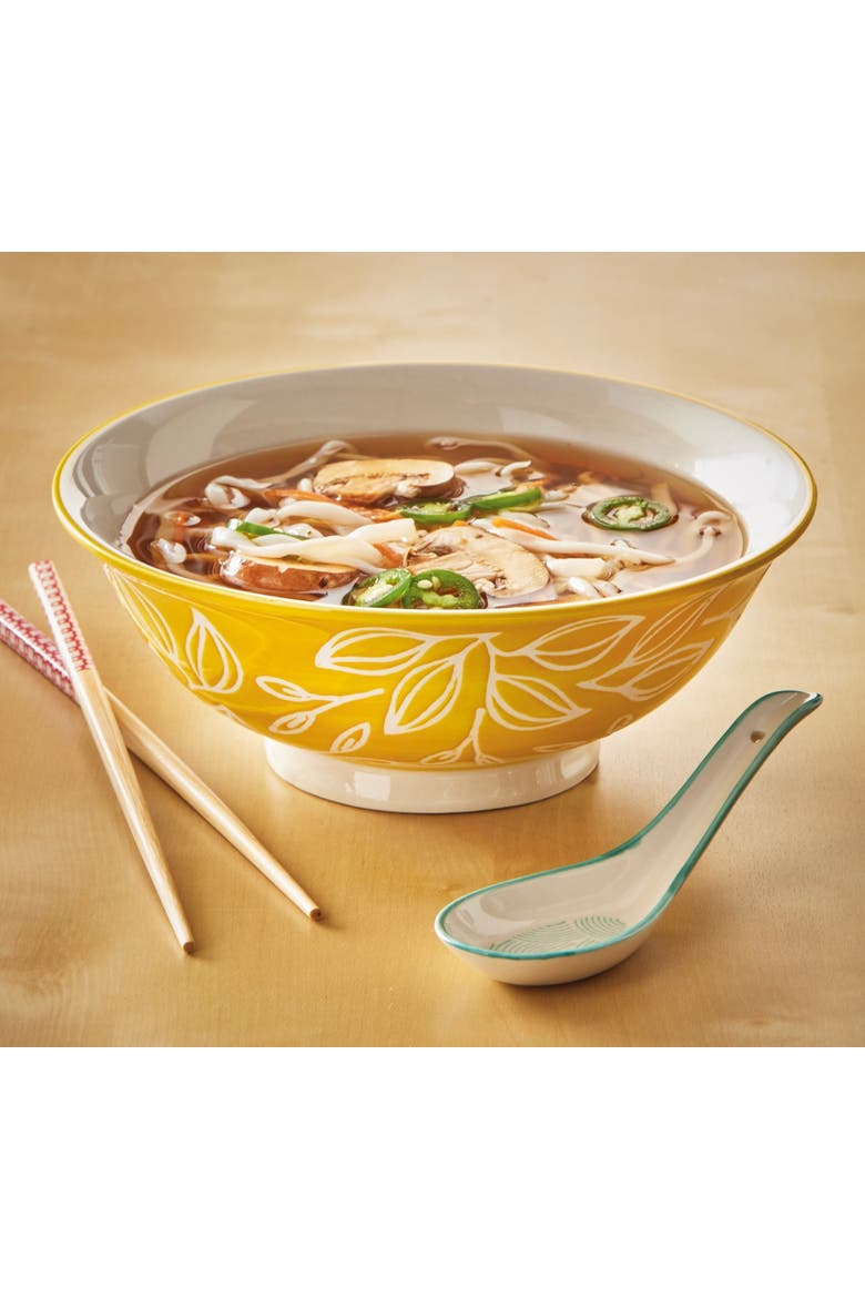 Flora Yellow Stoneware Ramen Bowl 28 oz 7.8x7.8x3 in, Alternate, color, Yellow