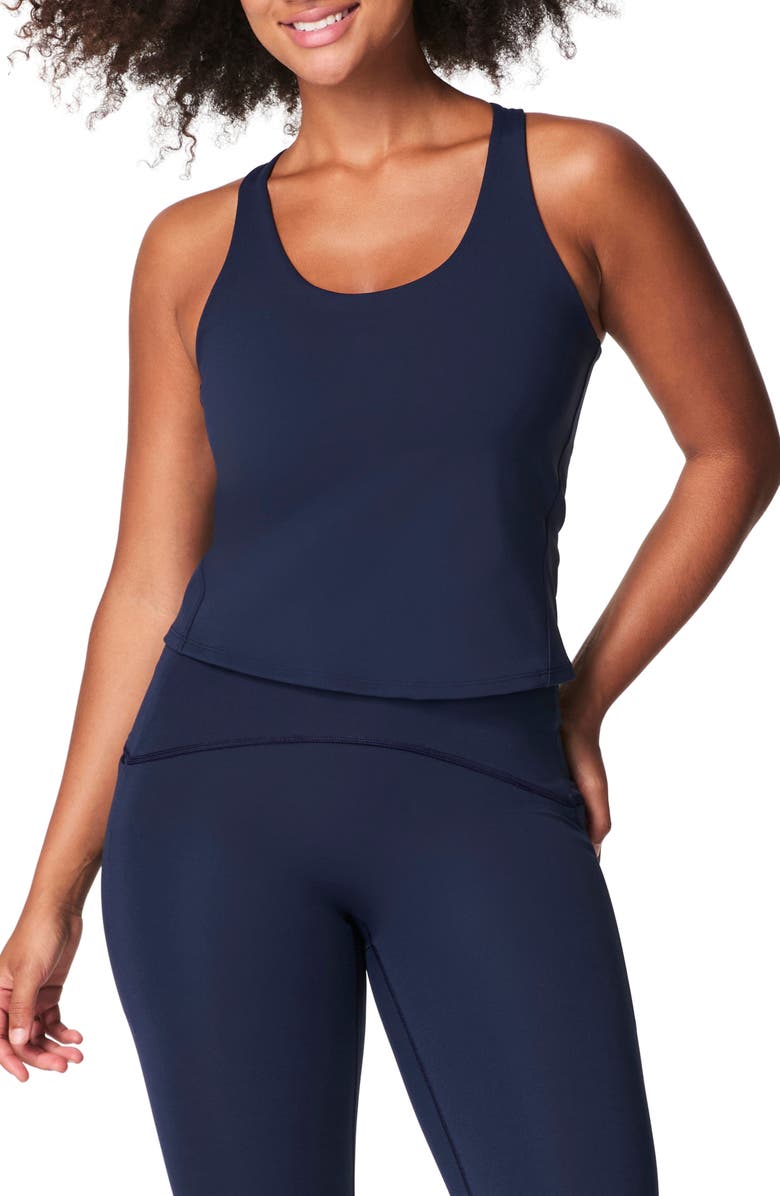 SPANX<sup>®</sup> Get Moving Contour Crossback Shelf Tank, Main, color, Timeless Navy