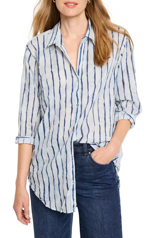 NIC+ZOE Watercolor Stripe Cotton Button-Up Tunic in Blue Multi 