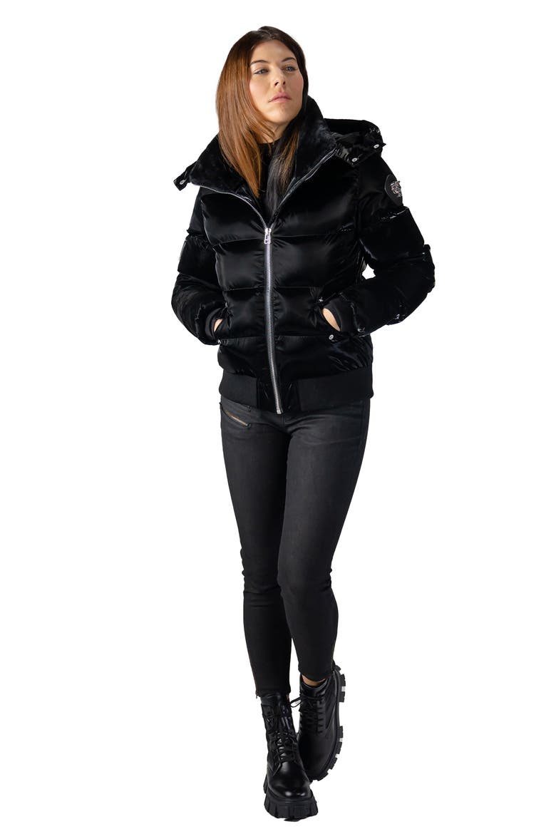 Woody Water Resistant Faux Fur Lined Hooded Quilted Puffer Jacket, Alternate, color, ALL WET BLACK
