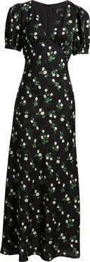 Lulus Milan Floral Print Satin Gown