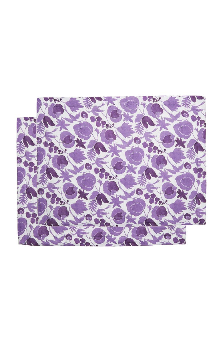 La DoubleJ Placemats Set Of 2 (35X45) Wildbird Viola Small Purple, Alternate, color, Wildbird Viola Small Purple