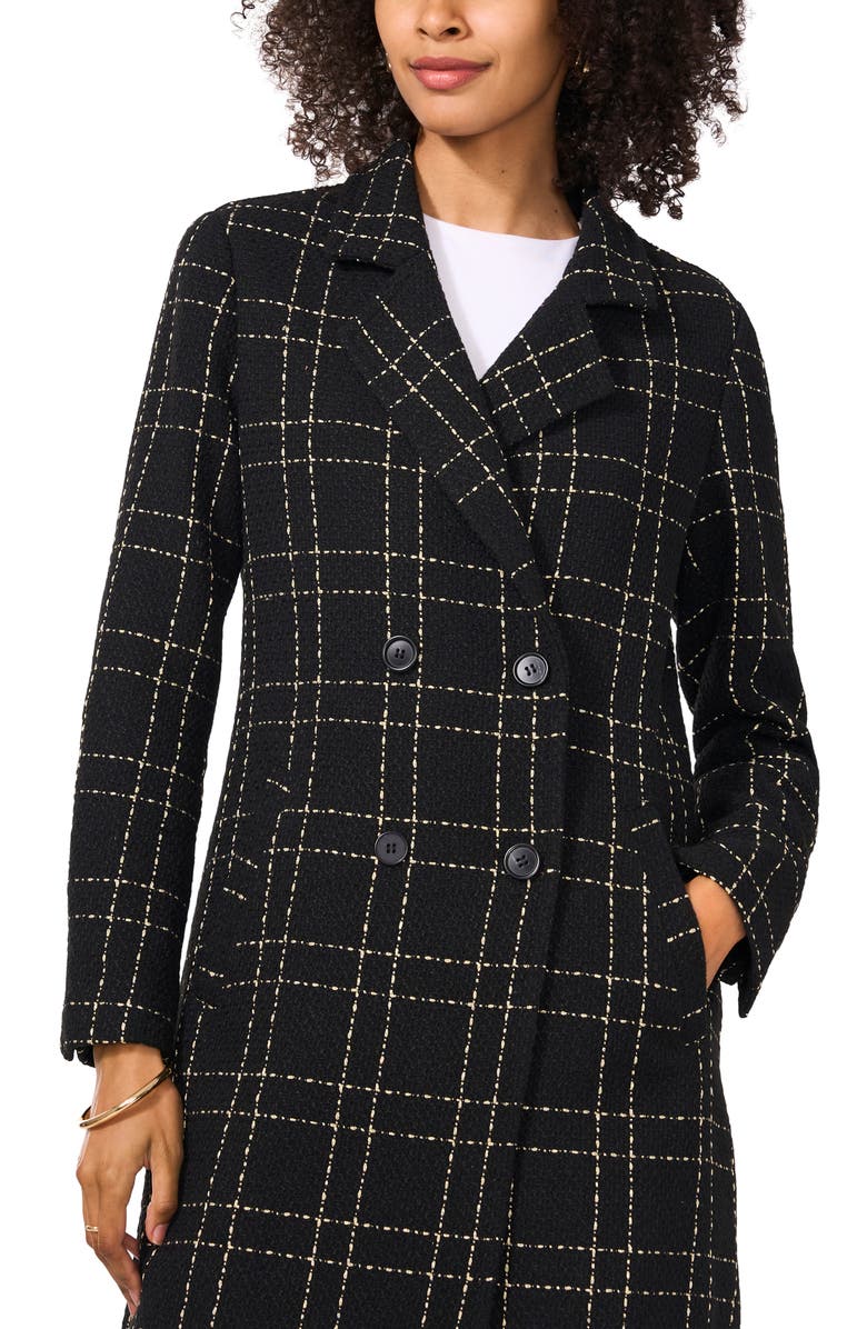Vince Camuto Windowpane Bouclé Coat, Alternate, color,