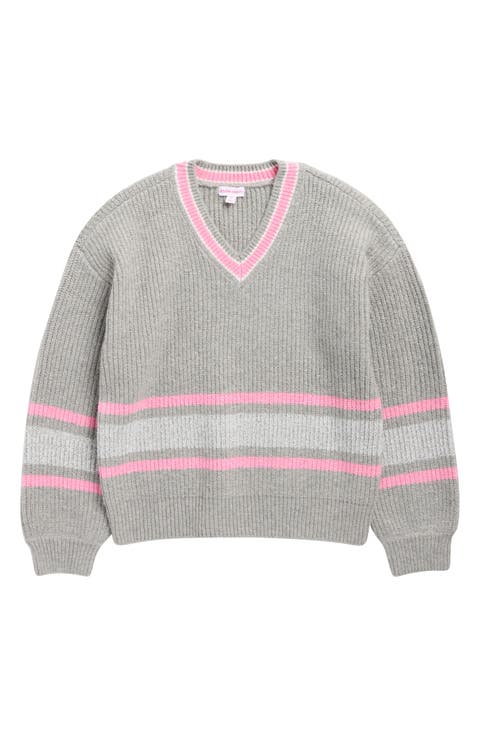 Kids' Stripe V-Neck Sweater (Big Kid)