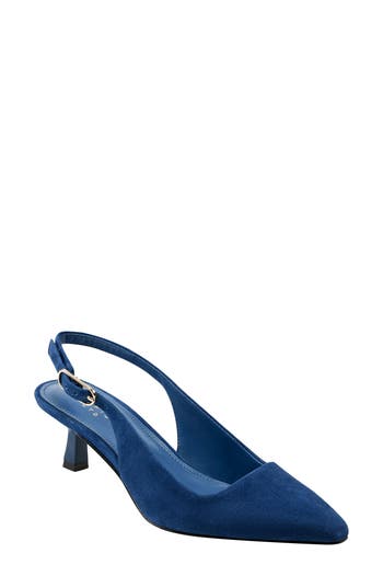 Marc Fisher Ltd Kory Pointed Toe Kitten Heel Pump In Dark Blue