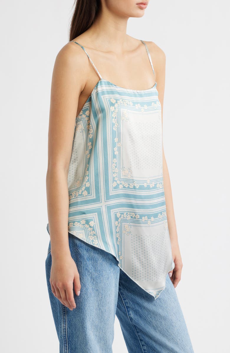 Reformation Esme Scarf Print Silk Camisole, Alternate, color, Bardot