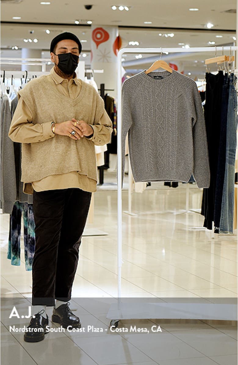 Mount Tasman Mix Stitch Wool Blend Crewneck Sweater, sales video thumbnail