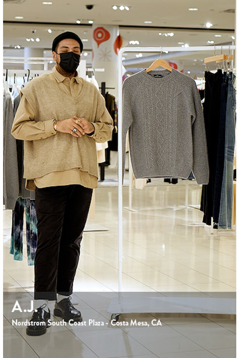 Mount Tasman Mix Stitch Wool Blend Crewneck Sweater video