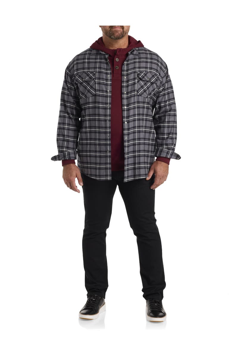 Harbor Bay by DXL Plaid Flannel Sport Shirt, Alternate, color, Grey