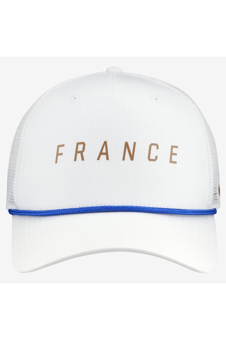 Men's Nike White France National Team Rise Rope Trucker A-Frame Adjustable Hat, Alternate, color, White