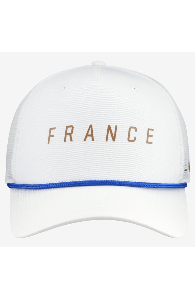 Nike Men's Nike White France National Team Rise Rope Trucker A-Frame Adjustable Hat, Alternate, color, White