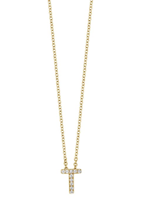 18k Gold Pavé Diamond Initial Pendant Necklace