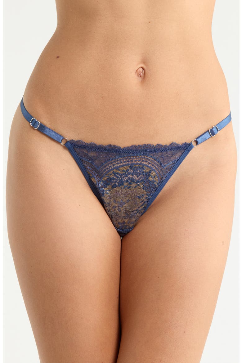 Lace G-String, Main, color, DENIM BRASS