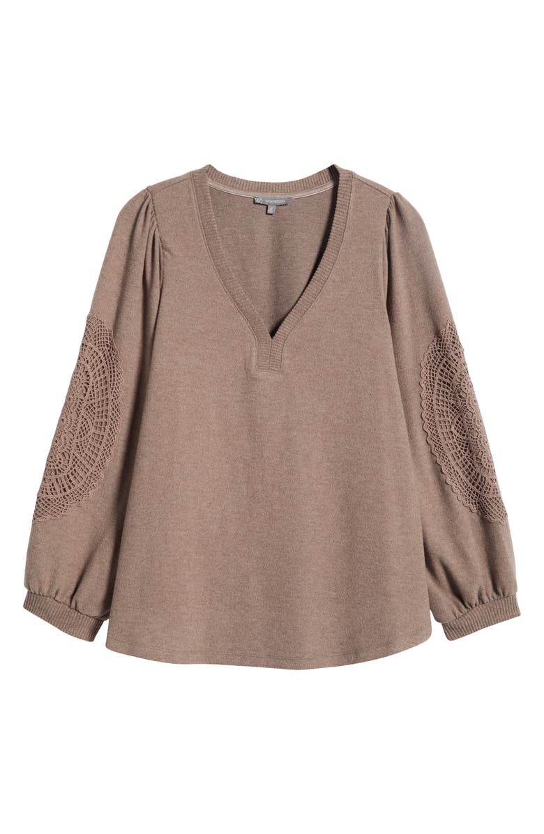 Wit & Wisdom Lace Trim Long Sleeve Top, Alternate, color, 