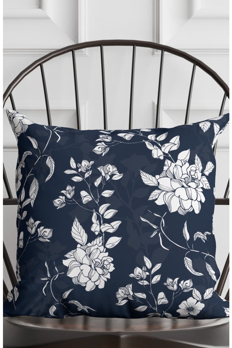 Navy Floral Pillow in Pembroke, Alternate, color, Blue