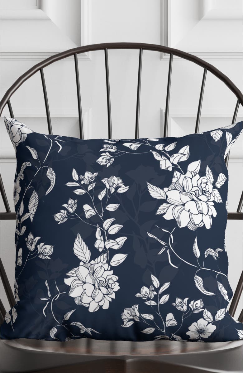 Winterborne Decor Navy Floral Pillow in Pembroke, Alternate, color, Blue
