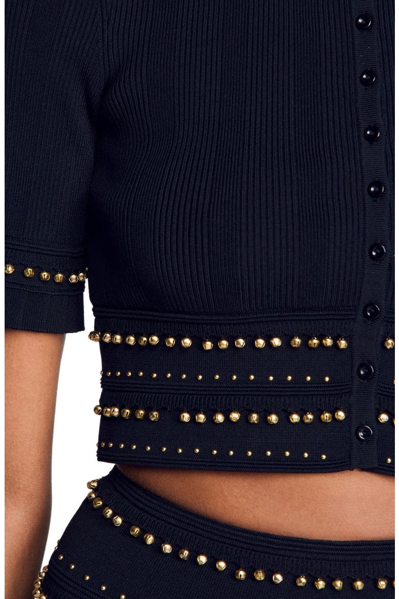 Cropped cardigan with tassels, Main, color, Black