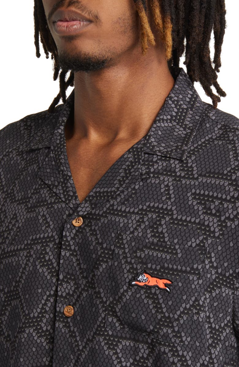 ICECREAM Snakeskin Print Short Sleeve Camp Shirt, Alternate, color, 