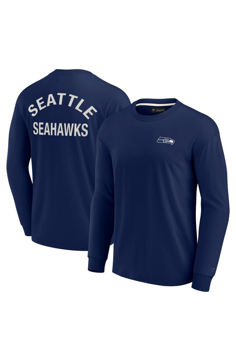 Fanatics Signature Unisex Fanatics Signature Navy Seattle Seahawks Elements Super Soft Long Sleeve T-Shirt, Main, color,