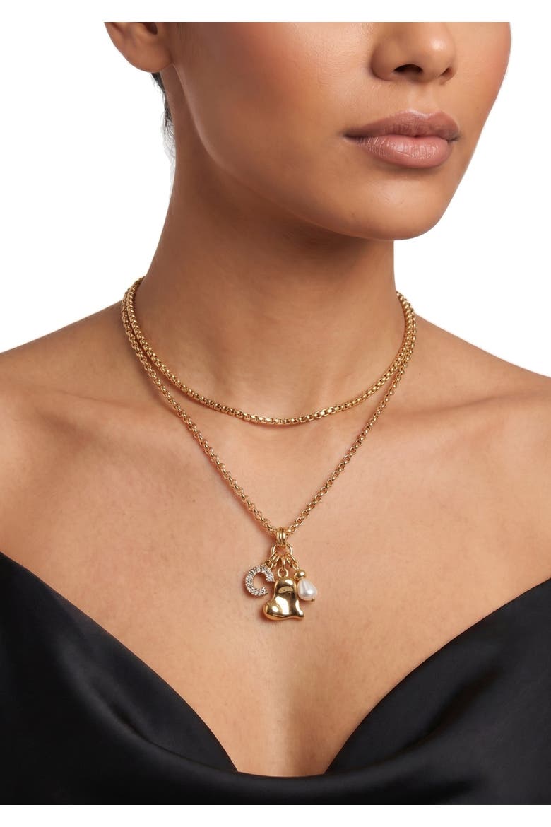 Archana Double Layer Charm Chain, Alternate, color, Gold