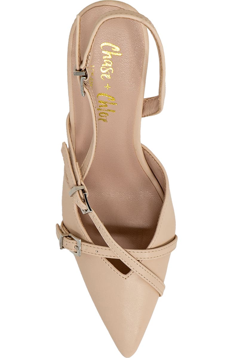 CHASE AND CHLOE Buckle Bands Slingback Pump, Alternate, color, Beige