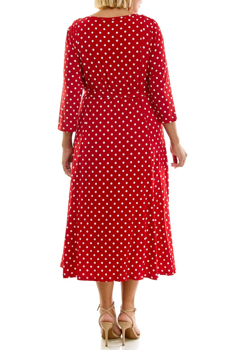 Sylvia A-Line Midi Dress, Alternate, color, SCHOOL RED/ IVORY