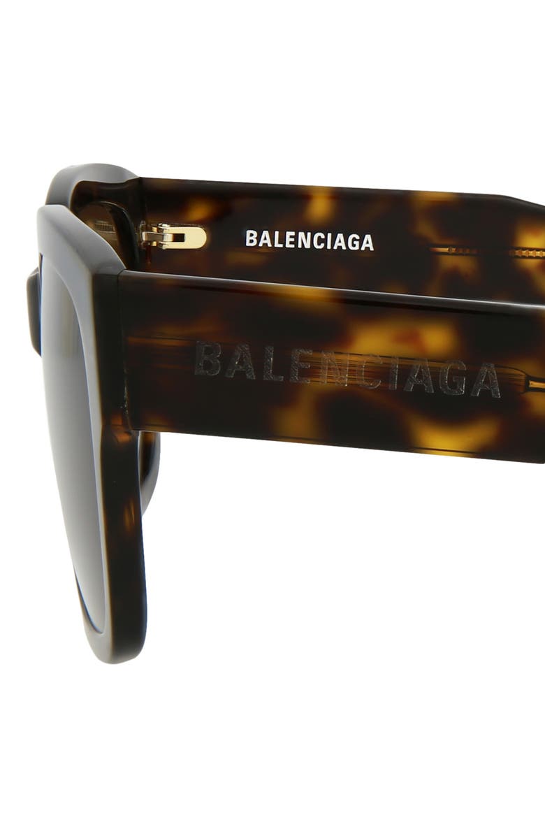 Balenciaga 55mm Rectangle Sunglasses, Alternate, color, Havana Havana Brown