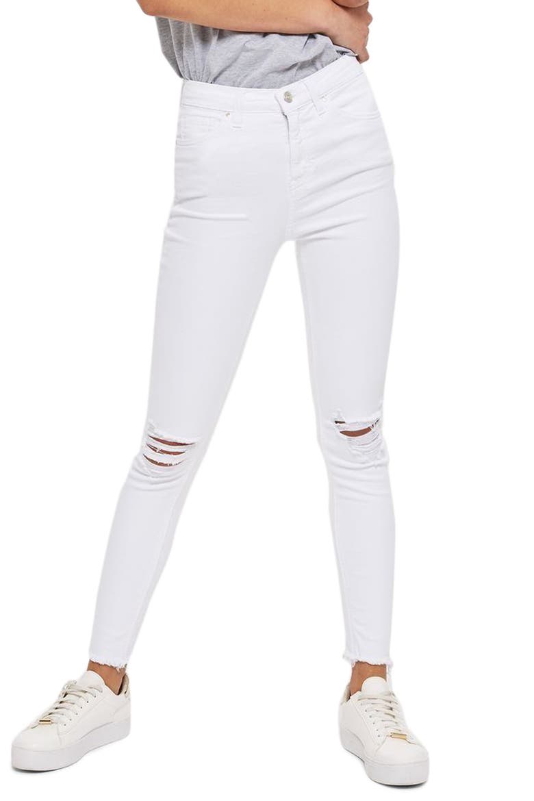 Jamie High Waist Ripped Jeans, Main, color, WHITE