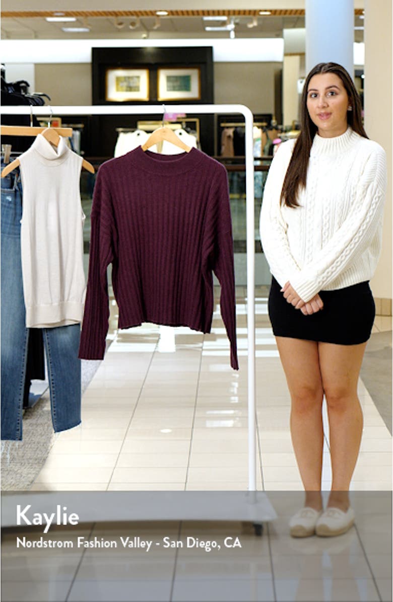 Levi Rib Mock Neck Wool Blend Crop Pullover Sweater, sales video thumbnail