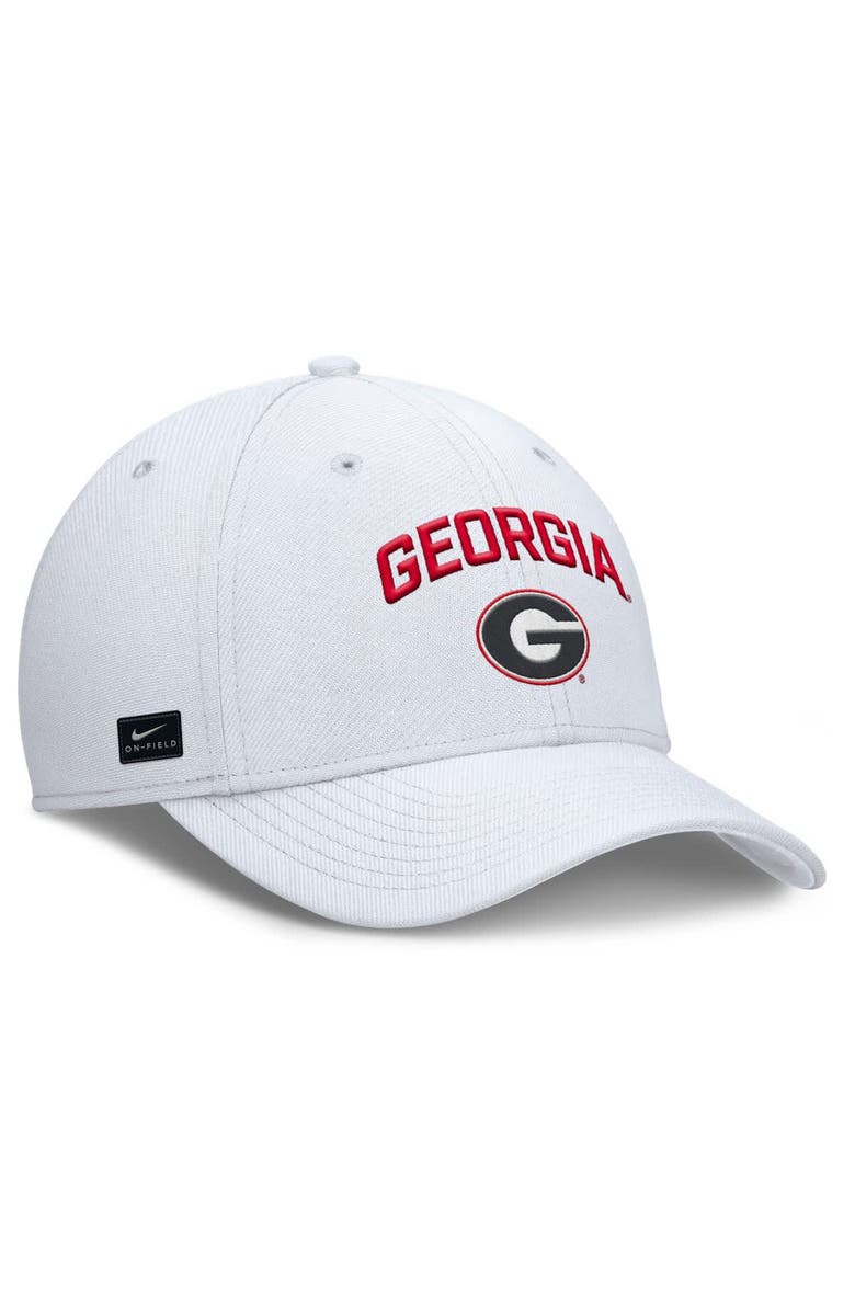 Nike Men's Nike White Georgia Bulldogs 2025 On-Field Rise Performance Flex Hat, Alternate, color,