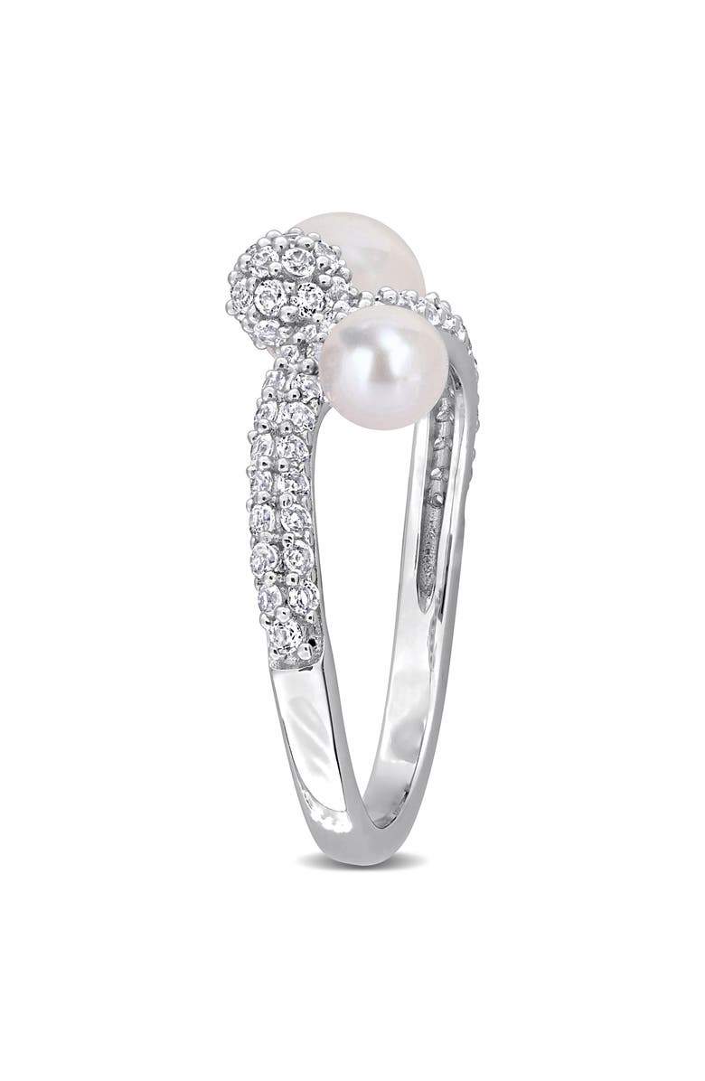 DELMAR White Topaz Pavé & Cultured Freshwater Pearl Ring, Alternate, color, White