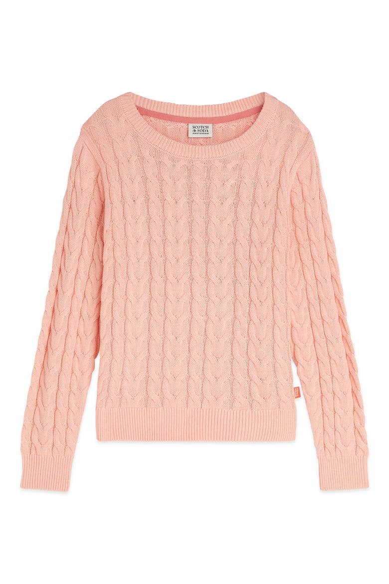 Kids' Cable Stitch Sweater, Main, color, APRICOT BLUSH